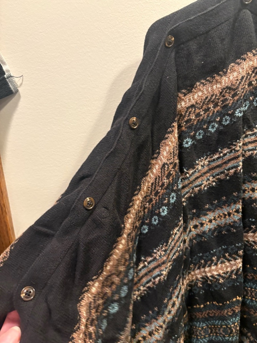 J. Jill Striped Knit Poncho in Black and Tan - Picture 4 of 6